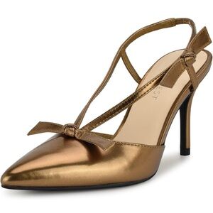 Nine West Rand Metallic Bronze Pointed Toe Slingback Stiletto Heel Pump